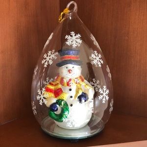 Sorelle Blown Glass Snowman Teardrop changing colors